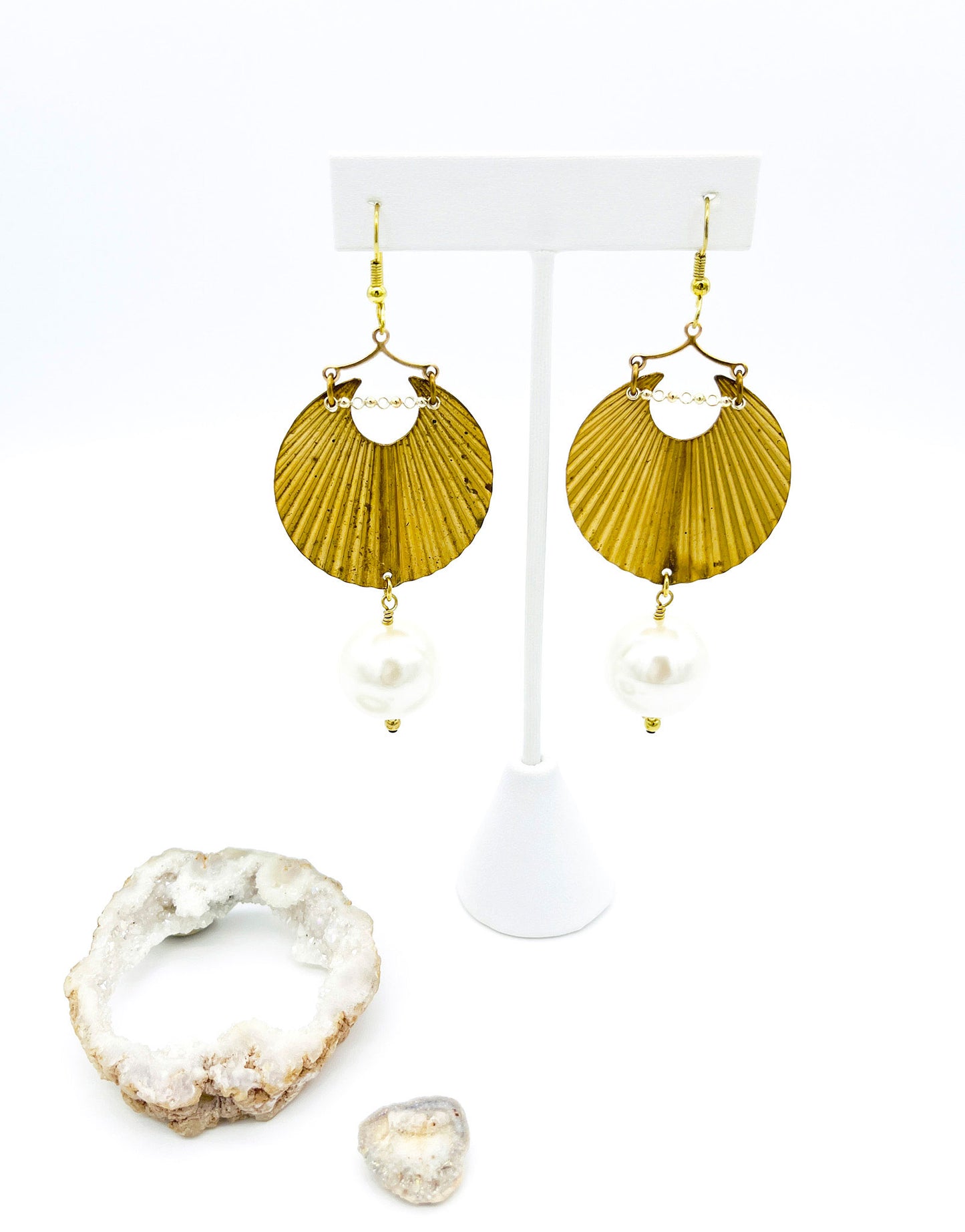 Textured brass dangle earrings