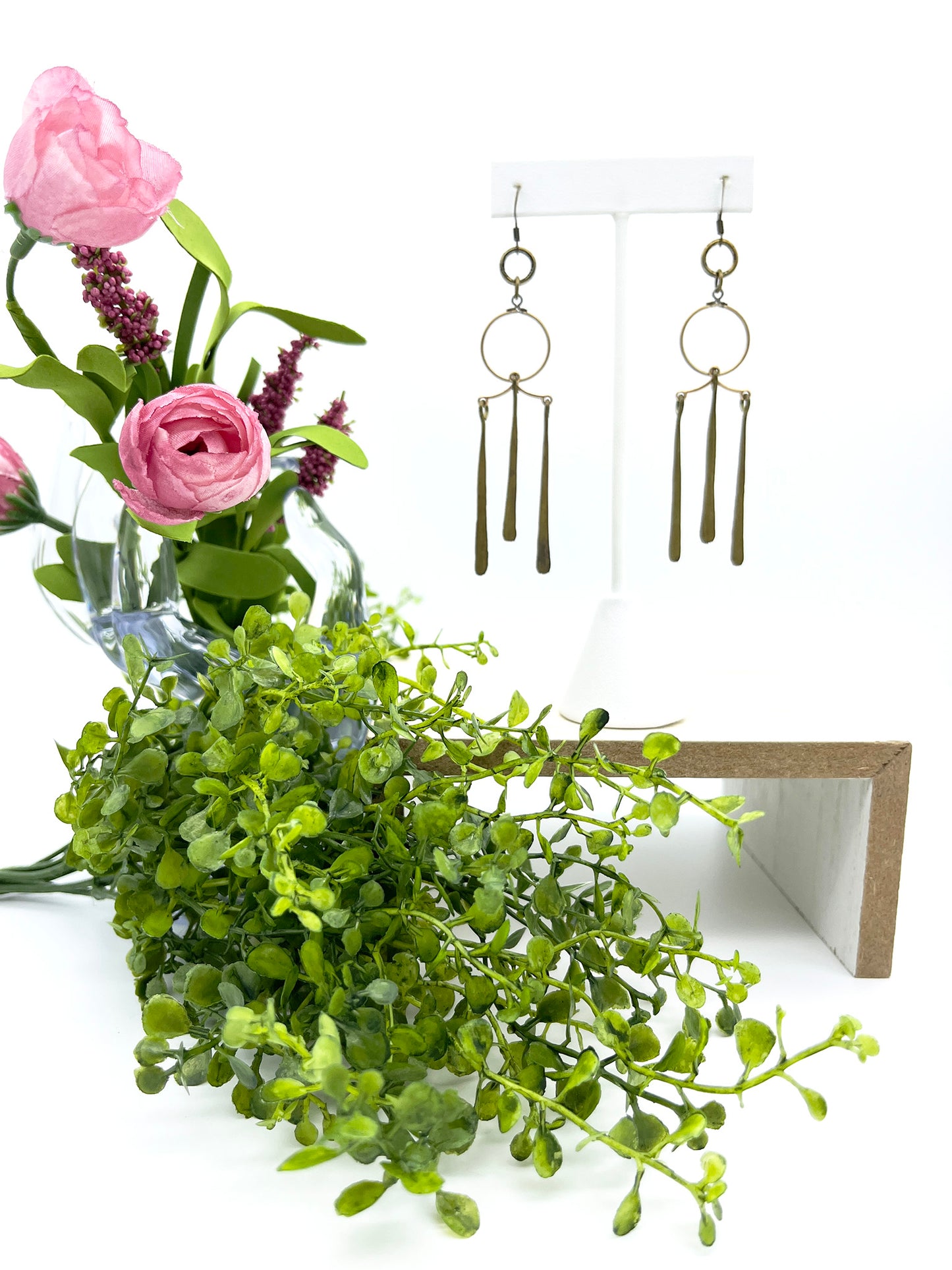 Hammered drop and brass earrings