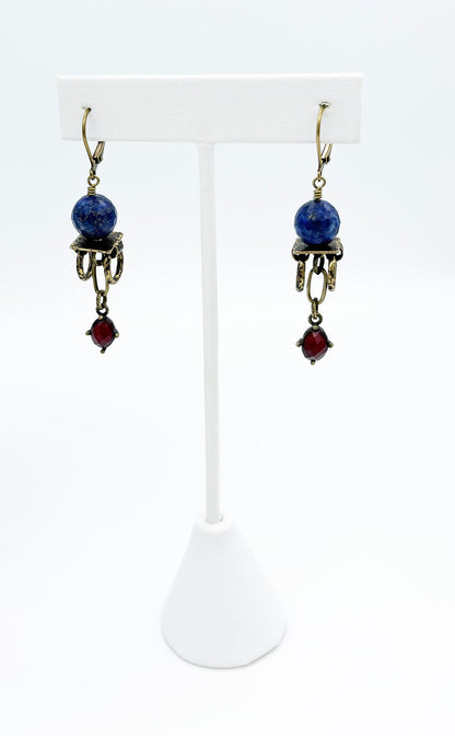 Lapis lazuli and brass earrings 