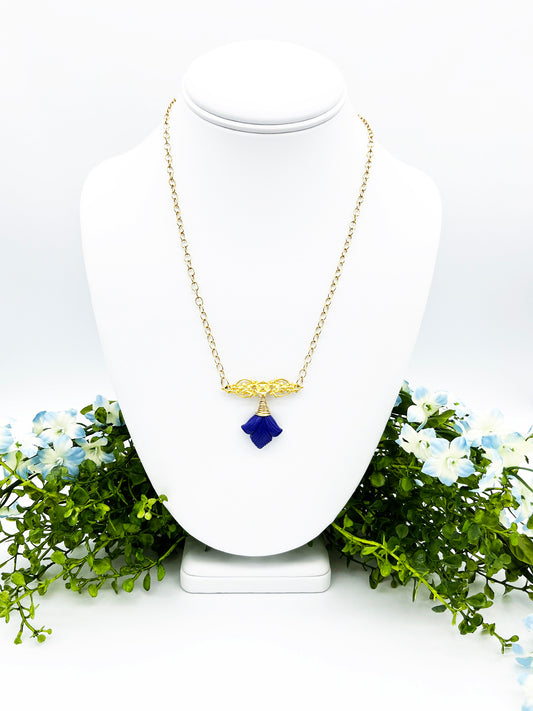Lapis lazuli and gold handcrafted necklace