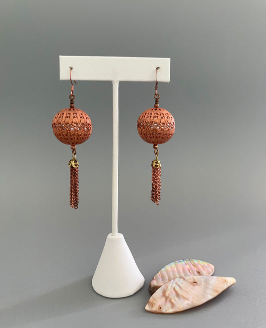 Ocean inspired copper and pearl earrings